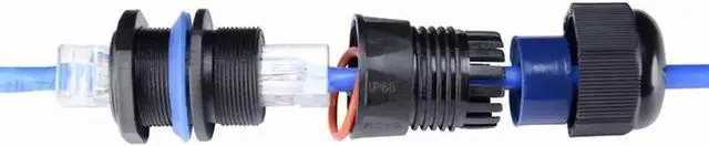 Alt view image 3 of 6 - 10PCS Panel Mounting RJ45 Waterproof Connector Cat5/5e/6 Ethernet LAN Cable Coupler with Waterproof/Dust Cap Cover for Outdoor Network