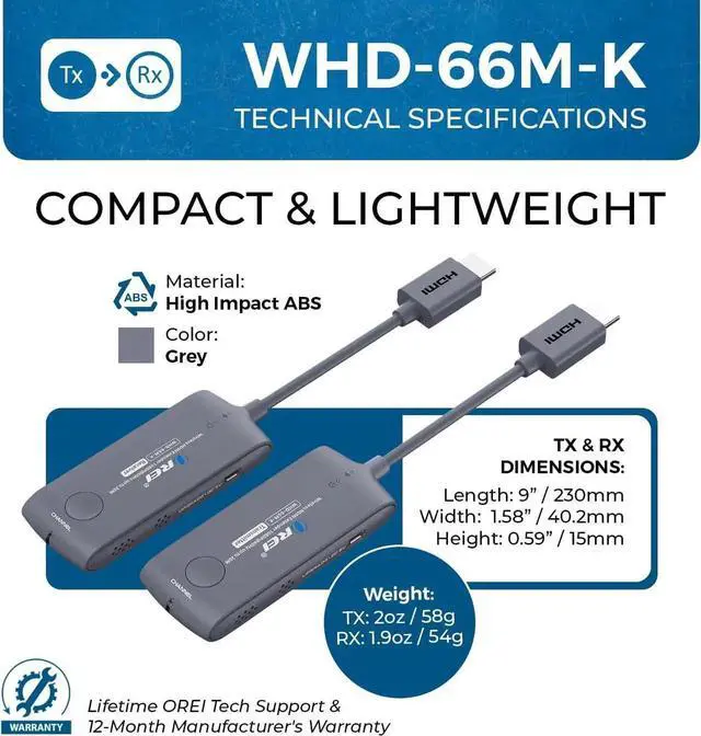 Alt view image 4 of 7 - Wireless HDMI Extender Transmitter & Receiver Dongle UtraHD 5.1-5.2 Ghz Up to 1080p - Upto 60 Feet - Perfect for Streaming from Laptop, PC, Cable, Netflix, YouTube, PS4 to HDTV/Projector
