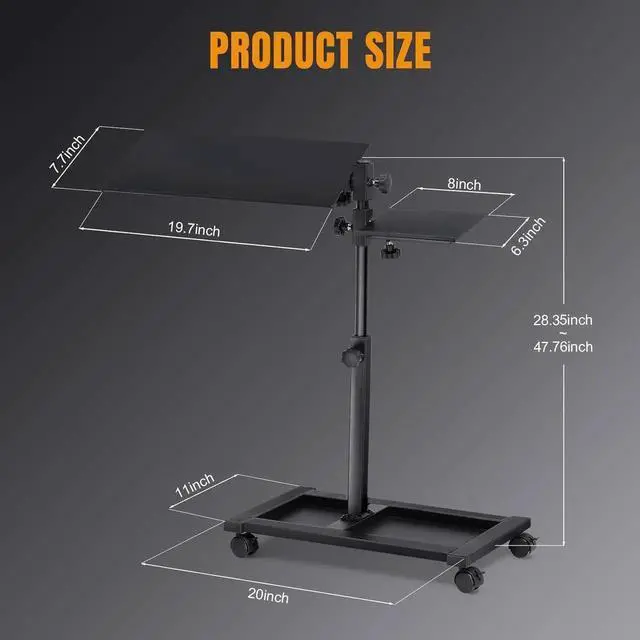 Alt view image 3 of 6 - Adjustable Racing Standing Keyboard and Mouse Tray Rolling with Wheels for Gaming Wheel Stand Simulator Cockpit (Black)
