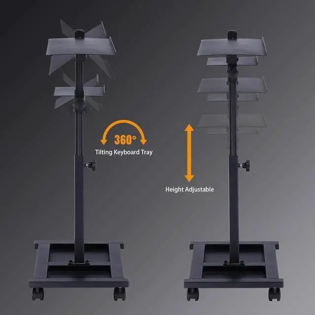 Alt view image 5 of 6 - Adjustable Racing Standing Keyboard and Mouse Tray Rolling with Wheels for Gaming Wheel Stand Simulator Cockpit (Black)