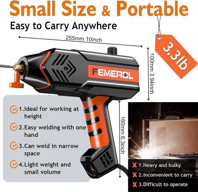 Alt view image 3 of 6 - Welding Machine 110V,Handheld Welder, 120A Portae Stick Welder, Hand Held Welder Machine IGBT Inverter Digital Display with Welding Tool Set and Tool