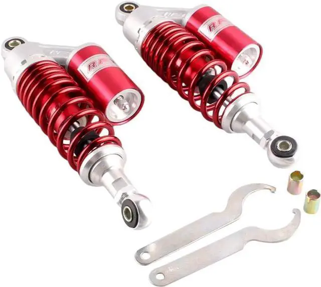 Main image of 280MM 11Inch Motorcycle Round Air Shock Absorbers Universal for Kawasaki for HONDA for Suzuki Street Bike, Red