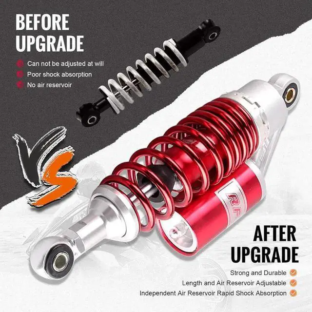 Alt view image 4 of 7 - 280MM 11Inch Motorcycle Round Air Shock Absorbers Universal for Kawasaki for HONDA for Suzuki Street Bike, Red