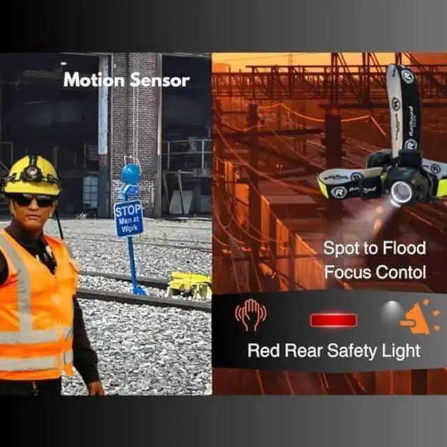 Alt view image 6 of 7 - LED Headlamp with Red Light, Battery Operated Motion Activated and able Focus Control 450 Adjustable Reflective Strap Band, KE-HLFC185