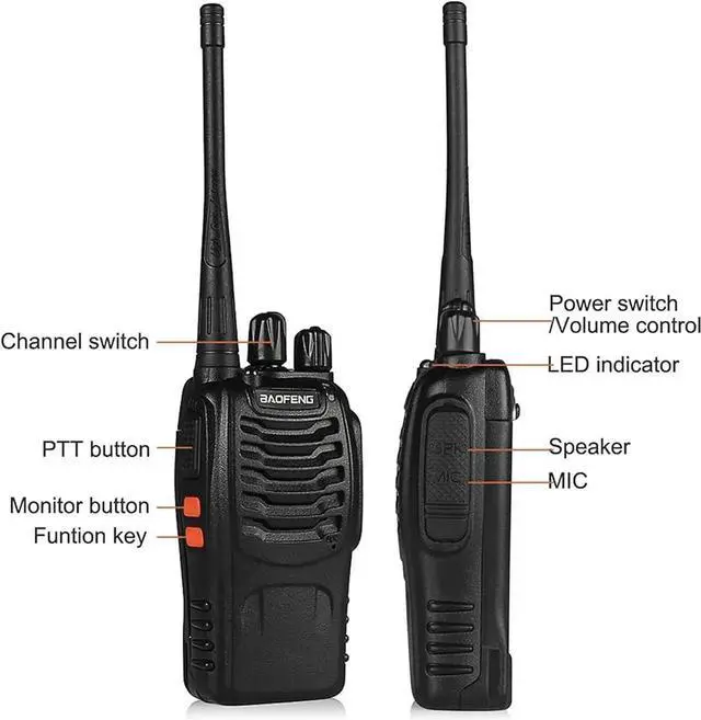 Alt view image 4 of 7 - Walkie Talkies 888S Radio Rechargeable Walkie-Talkies Long Range with Earpieces for Adults, 2 Way Radios Kids walkie talkies 6 Pack