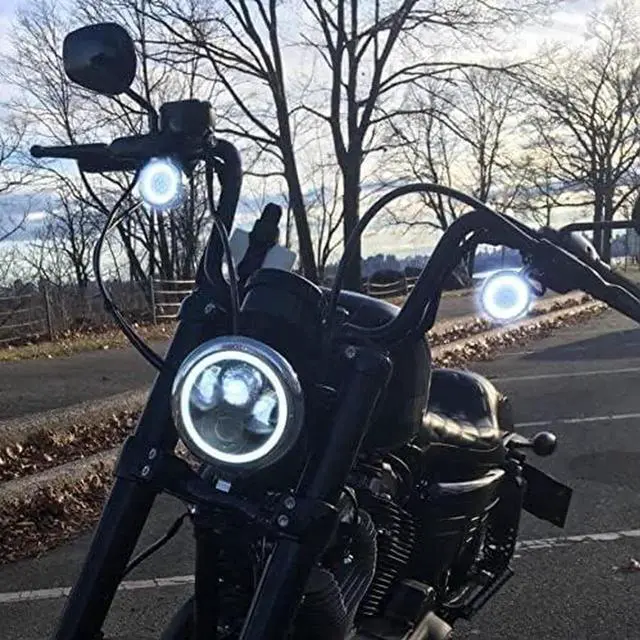 Alt view image 4 of 6 - 8748TS-C 2" Front LED Turn Signals with White Halo Running Lights for Harley Davidson Motorcycles - Generation I / 1157 Base/Add Clear Lenses