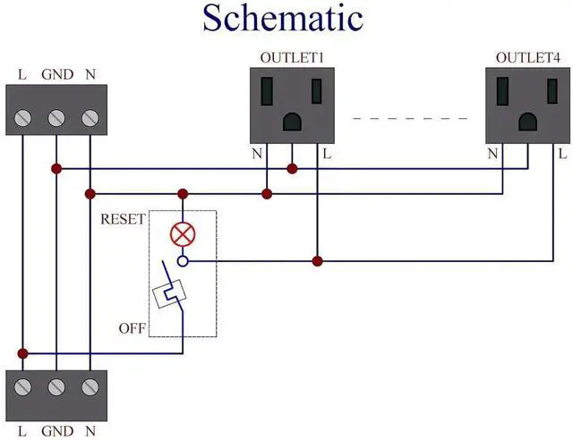 Alt view image 2 of 7 - DIN Rail Mount AC 120V NEMA 5-15R 4 Receptacles Outlet Power Strip Module, with Rocker Switch Thermal Circuit Breaker Overload Protector