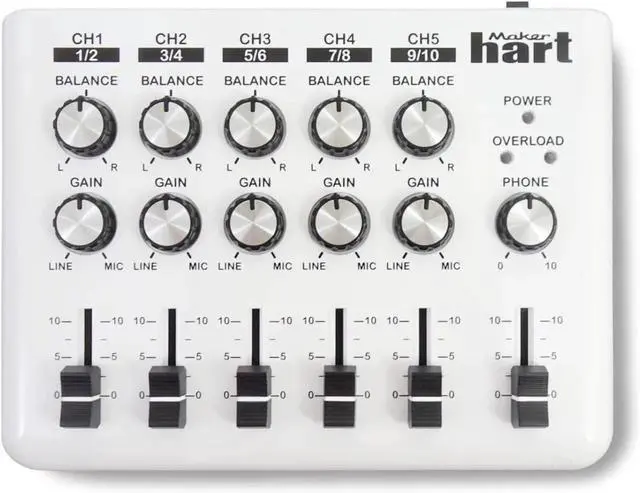Main image of LOOP MIXER - Portable Audio Mixer with 5 Channel stereo inputs, 3 Outputs via 3.5mm jack. Including a Mono to Stereo DM2S Adapter.