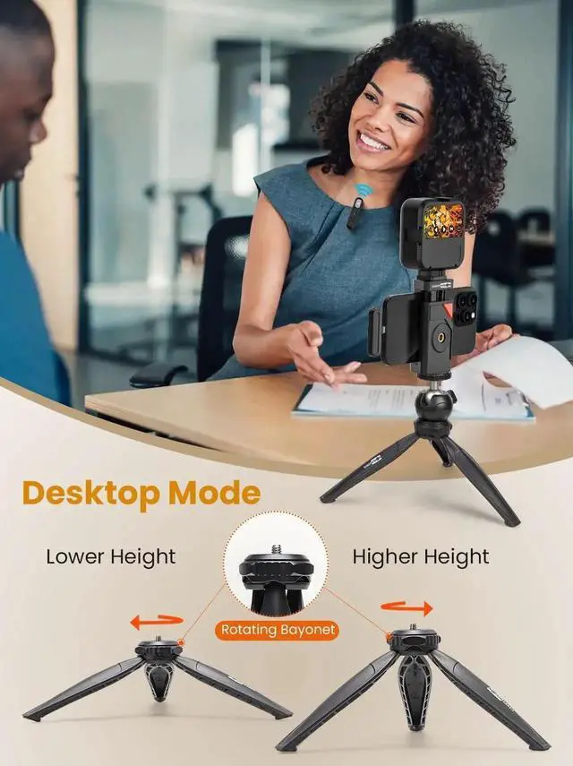Alt view image 4 of 7 - Upgraded Vlogging Kit w/Wireless Lavalier Microphone,YouTube for iPhone and Smartphone w/59 Retractable Tripod,Automatic Switch Phone Clamp,Content Creator Gear TikTok(Vlog K5) -