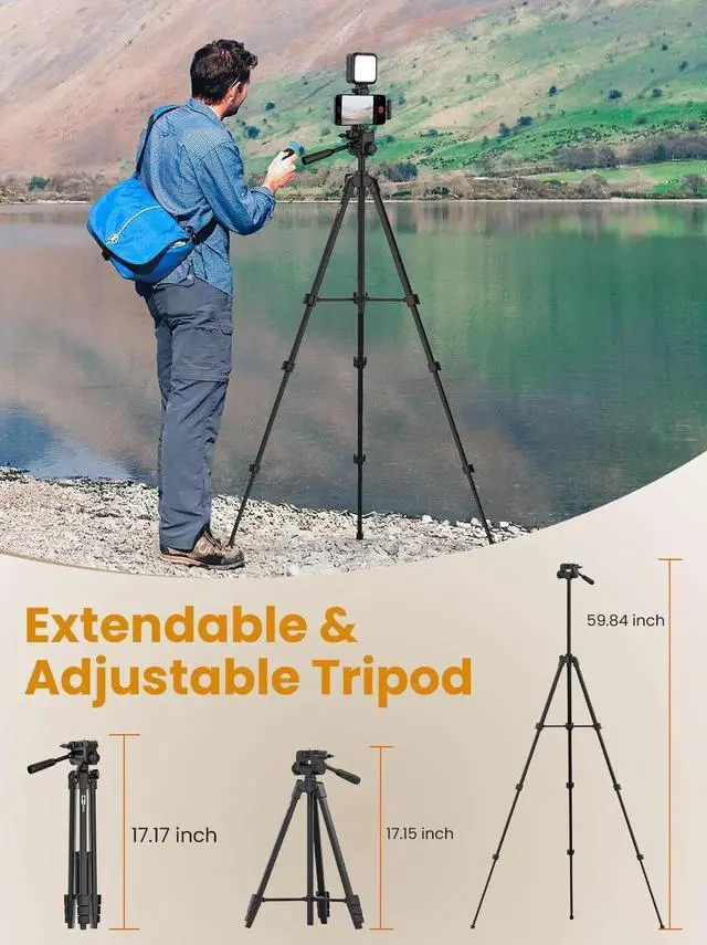 Alt view image 5 of 7 - Upgraded Vlogging Kit w/Wireless Lavalier Microphone,YouTube for iPhone and Smartphone w/59 Retractable Tripod,Automatic Switch Phone Clamp,Content Creator Gear TikTok(Vlog K5) -