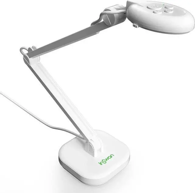 Main image of INS-2 4K USB 13MP Document Camera with Auto Focus, LED Light, Mic, A3-Size Capture, Compatible MacOS, iPadOS, Windows, Chromebook for Remote Teaching, Web Conferencing white -