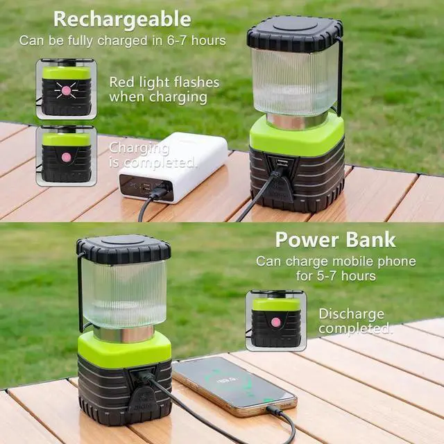 Alt view image 2 of 7 - 3Packs LED Camping Lantern Rechargeable 1000LM, 4500mAh Power Bank, IP44 Waterproof Lantern Flashlight for Hurricane Emergen, Hiking
