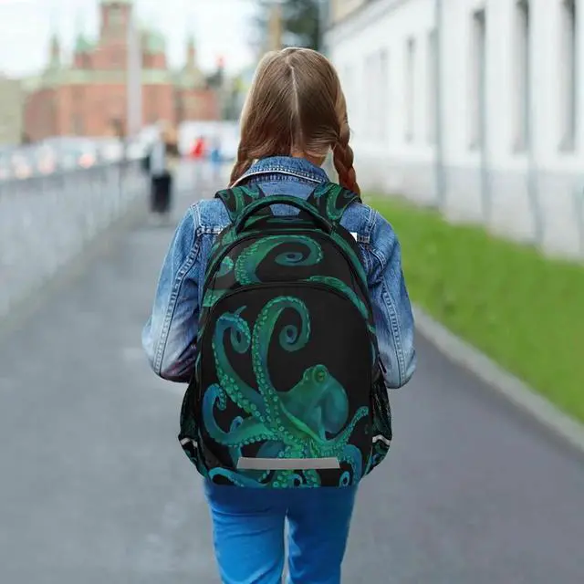 Alt view image 4 of 5 - Blue Watercolor Octopus Backpacks Travel Laptop Daypack School Book Bag for Men Women Teens Kids