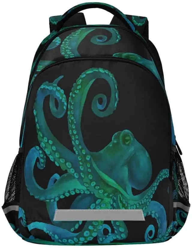 Main image of Blue Watercolor Octopus Backpacks Travel Laptop Daypack School Book Bag for Men Women Teens Kids