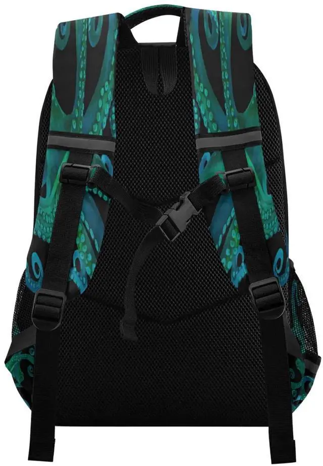 Alt view image 5 of 5 - Blue Watercolor Octopus Backpacks Travel Laptop Daypack School Book Bag for Men Women Teens Kids