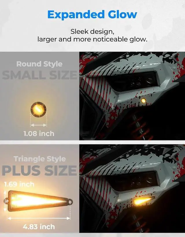 Alt view image 6 of 7 - UTV Turn Signal Kit with 110D Horn, Pre-Wired, Plug and Play UTV ATV Blinker with Rocker Switch, Triangle Universal Street Legal Turn Signals Compatible with , Can-Am, Teryx, CFMOTO