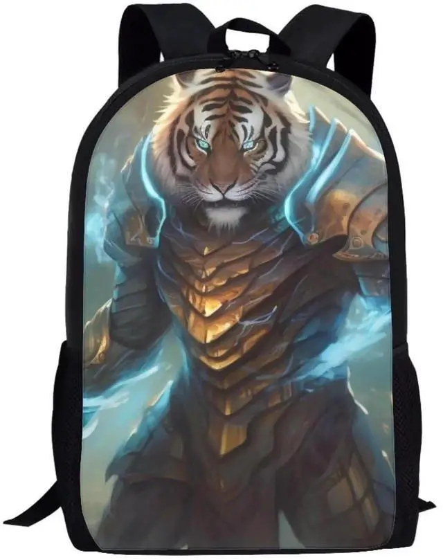 Main image of Modysero Large Capacity 17 Inch Boys Backpack Cool Tiger Print School Bag with Two Side Pocket Durable Lightweight Kids Backpack for School Work Camping Adjustable Strap Laptop Backpack