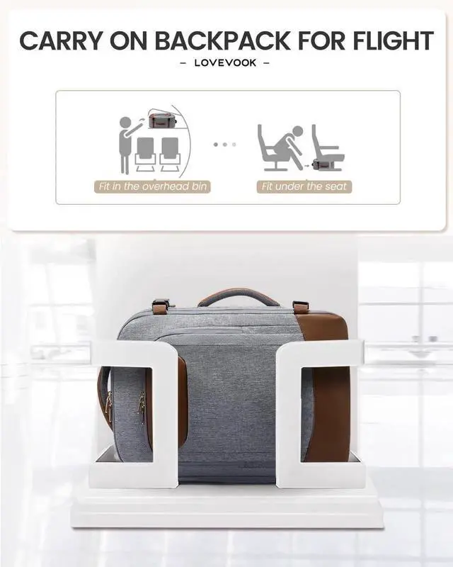 Alt view image 5 of 5 - LOVEVOOK 40L Travel Backpack for Women Men, Large Carry on Backpack for Airplanes TSA Personal Item Travel Bag fits 15.6" Laptop, Waterproof Weekender Essentials Airline Approved with 2 Packing Cubes