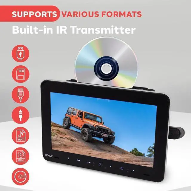 Alt view image 7 of 7 - Universal Car Headrest Mount Monitor-9.4 Inch Vehicle Multimedia CD DVD Player-Smart Audio Video Entertainment System w/HDMI & Hi-Res TV LCD Screen - Includes Mounting Bracket - PLHRDVD904,Black