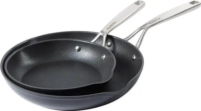 Main image of 2 Piece 8 and 10 Inch Fry Pan Hard Anodized Laser Titanium Forever Non Stick Technology Durable Frying Pans Set - Black