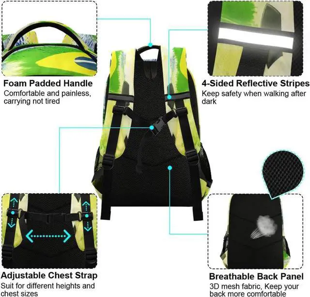 Alt view image 3 of 5 - Vozoza Soccer Ball Of Brazil Backpack for Girls Kids Boys School Bookbags,Student Laptop Backpack Carrying Bag Casual Lightweight Travel Sports Day Packs