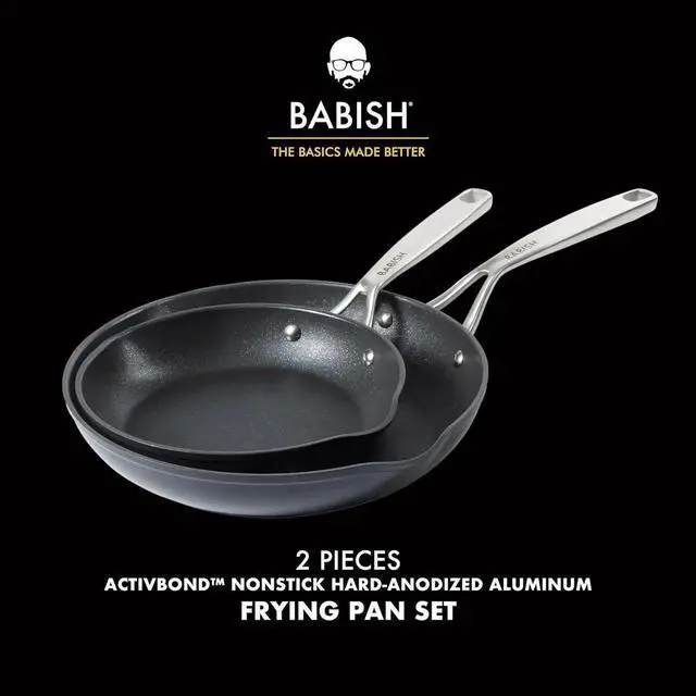 Alt view image 6 of 7 - 2 Piece 8 and 10 Inch Fry Pan Hard Anodized Laser Titanium Forever Non Stick Technology Durable Frying Pans Set - Black