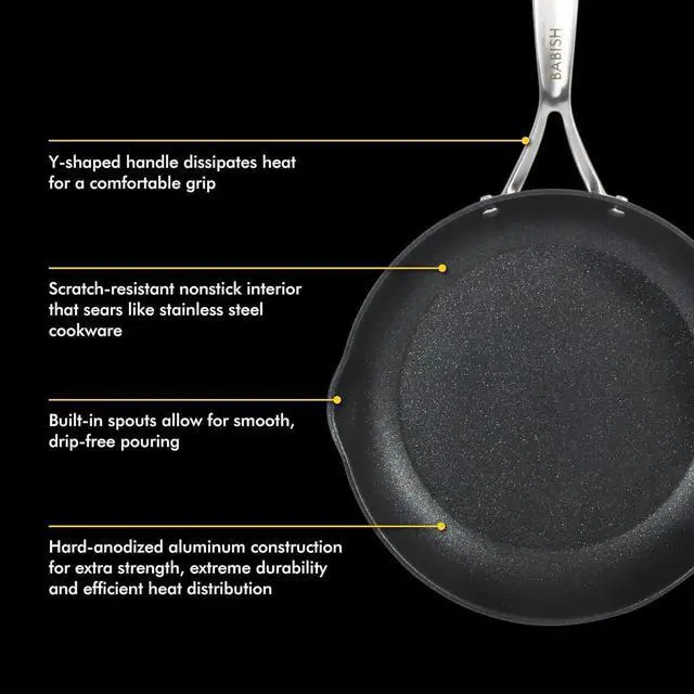 Alt view image 4 of 7 - 2 Piece 8 and 10 Inch Fry Pan Hard Anodized Laser Titanium Forever Non Stick Technology Durable Frying Pans Set - Black