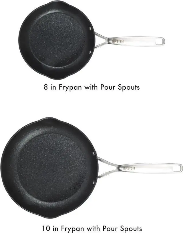 Alt view image 7 of 7 - 2 Piece 8 and 10 Inch Fry Pan Hard Anodized Laser Titanium Forever Non Stick Technology Durable Frying Pans Set - Black
