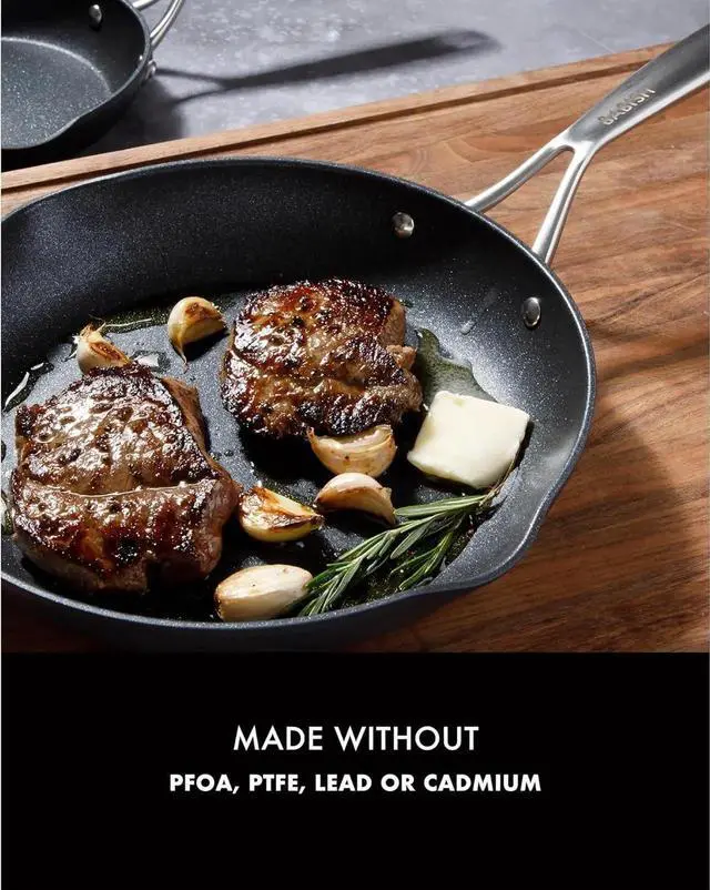 Alt view image 5 of 7 - 2 Piece 8 and 10 Inch Fry Pan Hard Anodized Laser Titanium Forever Non Stick Technology Durable Frying Pans Set - Black