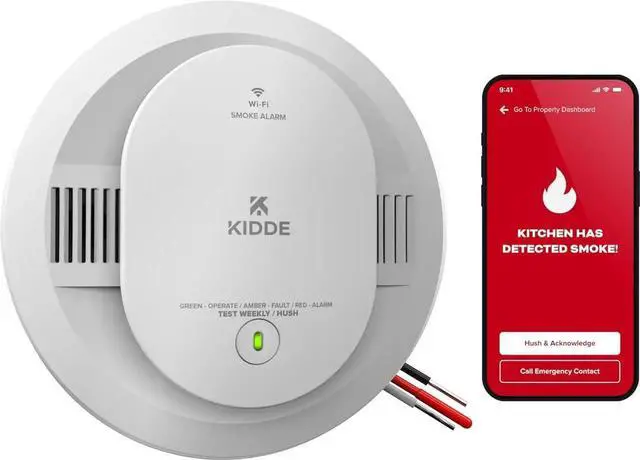 Main image of Hardwired App Enaed Smart Smoke Detector with AA Backup Battery, Interconnected Alarm