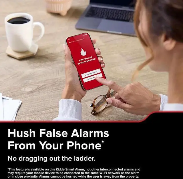 Alt view image 2 of 7 - Hardwired App Enaed Smart Smoke Detector with AA Backup Battery, Interconnected Alarm
