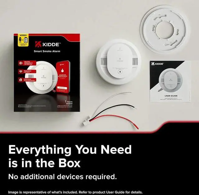 Alt view image 7 of 7 - Hardwired App Enaed Smart Smoke Detector with AA Backup Battery, Interconnected Alarm