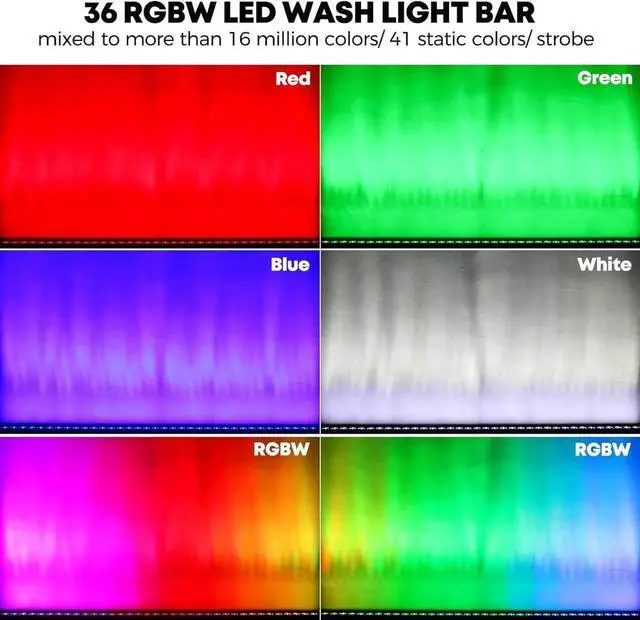 Alt view image 5 of 7 - LED Stage Wash Lights Bar,120W 40" LED Stage Pixel Lights Bar,36 RGBW LED DJ Strip Light with Detachable Cover,DMX Control Sound Activated Uplight for Club Wedding Party DJ Gig Band Light