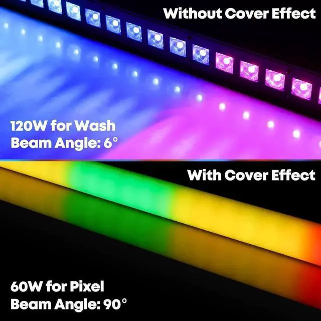 Alt view image 4 of 7 - LED Stage Wash Lights Bar,120W 40" LED Stage Pixel Lights Bar,36 RGBW LED DJ Strip Light with Detachable Cover,DMX Control Sound Activated Uplight for Club Wedding Party DJ Gig Band Light