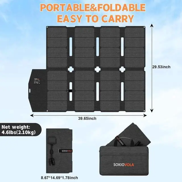 Alt view image 5 of 6 - 100W Portable Solar Panel MC-4 Foldable Solar Panel Charger Kits 18V IP68 Waterproof Lightweight and Compact for Small Power Station RV Travel Outdoor Activities