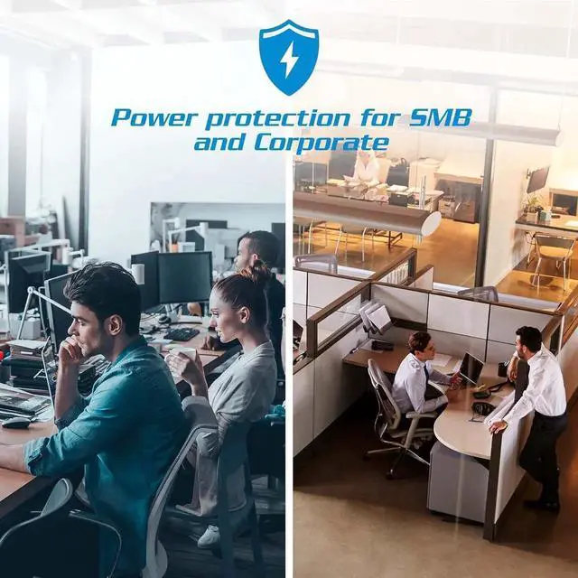 Alt view image 4 of 5 - Smart UPS Battery Backup & Surge Protector with 6 Outlets by Forza | 600VA (360W) Interactive Surge Protector with Emergency Battery Backup Power Supply and AVR LCD Touchscreen