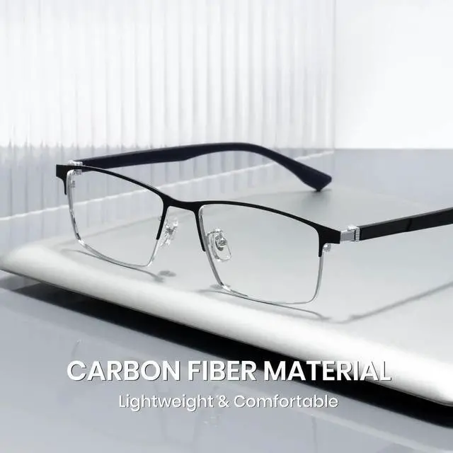 Alt view image 5 of 5 - Cyxus Carbon Fiber 99% Blue Light Glasses Men Women, 23g Semi-rim Square Frame for Computer Gaming 8146