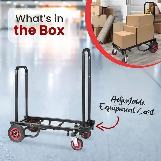 Alt view image 6 of 7 - Compact Folding Adjustable Equipment Cart - Heavy Duty 8-in-1 Convertible Cart Hand Truck/Dolly/Platform Cart with R-Trac Wheels - Expandable Up to 25.24" to 40.24" - PKEQ38