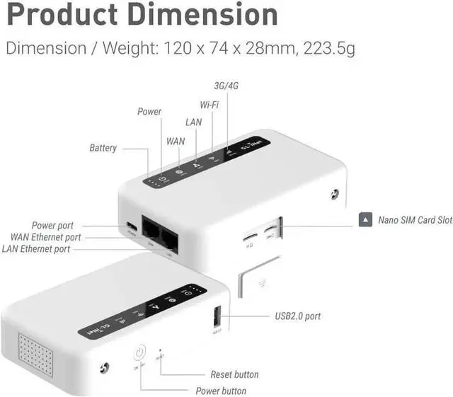 Alt view image 3 of 7 - GL-XE300 (Puli) 4G LTE Industrial IoT Gateway, T-Mobile Only, Router/Access Point/Extender/WDS, OpenWrt, 5000mAh Battery, OpenVPN, Remote SSH, WPA3, IPv6 (EC25-AF), for North America only