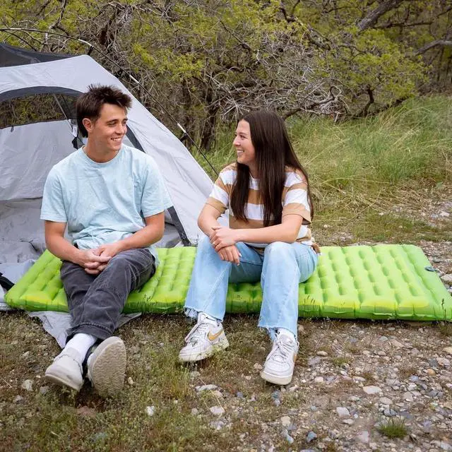 Alt view image 5 of 6 - ThermAir Backpacking Sleeping Pad, 6 R-Value Insulated Ultralight Inflatable Sleeping Pad Folding Camping Mattress with 7 Layers & Storage Bag for Camping Backpacking, Wide Long Size (72"x25")