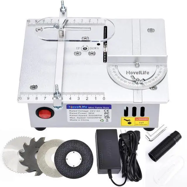 Main image of Mini Hobby Table Saw Handmade Woodworking Bench Saw DIY Model Crafts Cutting Tool with Adjustable Power Supply 63mm HSS Circular Saw Blade (R2)