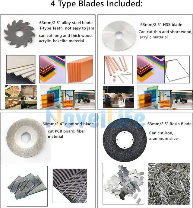 Alt view image 3 of 7 - Mini Hobby Table Saw Handmade Woodworking Bench Saw DIY Model Crafts Cutting Tool with Adjustable Power Supply 63mm HSS Circular Saw Blade (R2)