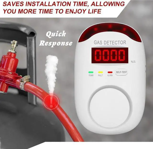 Alt view image 2 of 6 - 2 Packs Gas Detector & Alarm - Plug in Natural Detectors Propane for Home,RV Kitchen, Combustible Leak Monitor LNG, LPG, Methane. white