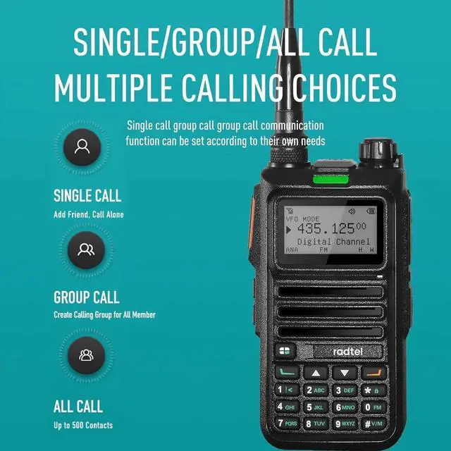 Alt view image 3 of 6 - RT-4D DMR Radio 1024 Channels Walkie Talkie, Dual Band Dual Mode Analog/Digital Two Way Radio, Dual Time Slot Tier 1+2, Ham Radio UHF VHF Spectrum