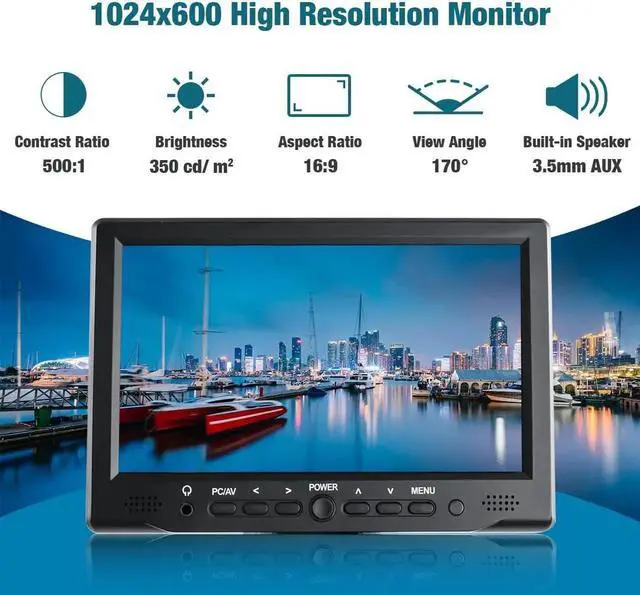 Alt view image 2 of 7 - 7 inch Small Monitor TFT LCD Display 1024X600 HDMI Mini Portable Screen for PC/TV/Camera/Gaming/Raspberry PI