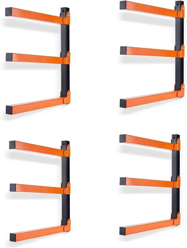 Main image of Wall Mount Wood Organizer and Lumber Storage Metal Rack with 3-Ll - Indoor & Outdoor Use, 4 Pack