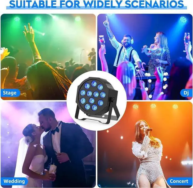 Alt view image 2 of 2 - Battery Powered Stage Lights, Rechargeable Par Can Lights with DMX/Remote/Sound Activated, RGBW 4 in 1 LED Uplights for Events Wedding Party Club Concert Indoor 1Pack