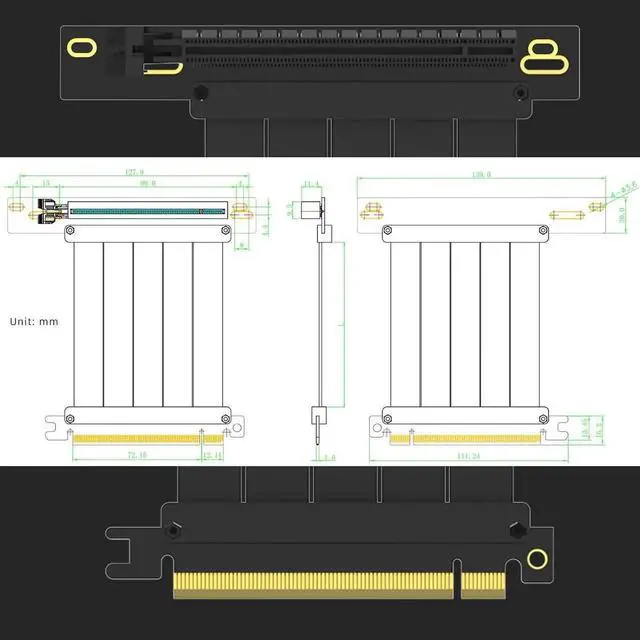 Alt view image 6 of 7 - 1000mm PCIe 3.0 X16 Riser Cable for Low-end PCIe 3.0 GPUs, Such as GeForce RTX 20/GTX 16/GTX 10 Series and Radeon RX5000/V/RX Vega/R9 Fury Series, etc