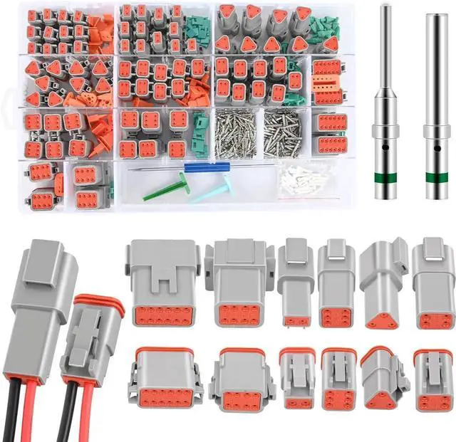 Main image of 2 3 4 6 8 12 PIN DT Connector Kit 40 Sets Size 16 Solid Contacts Waterproof for 14-20 AWG Wires DT Series w/Removal Tool for Car Truck Motorcle Off-Road Vehicles Boat