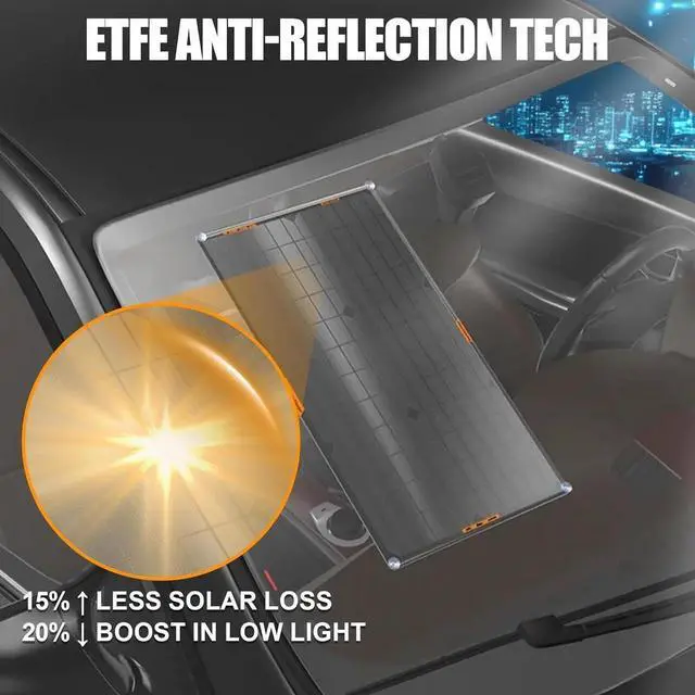 Alt view image 3 of 7 - 30W 12V Solar Trickle Charger Maintainer, Waterproof Portable Solar Panel Battery Charger Kit with Cigarette Lighter Plug & Alligator Clips for Car, RV, Truck, Boat, Motorcycle, Marine